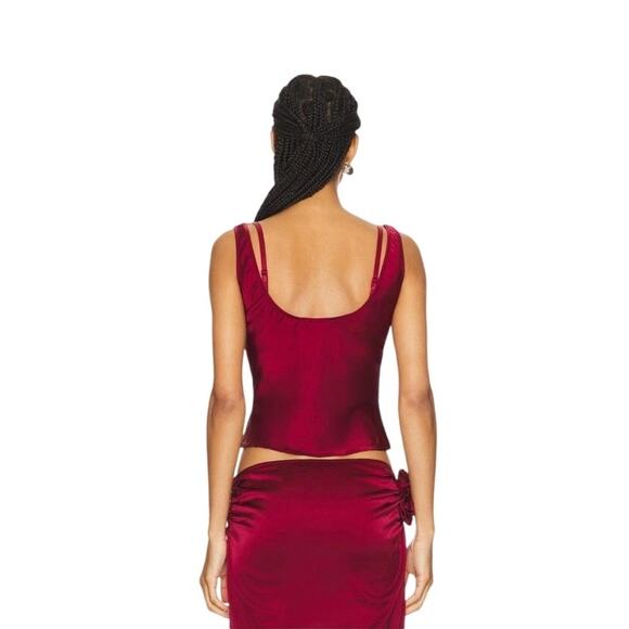 LIONESS Delilah Satin Cowl Top in Burgundy Coquette Night Out, size S NWOT - Picture 10 of 10